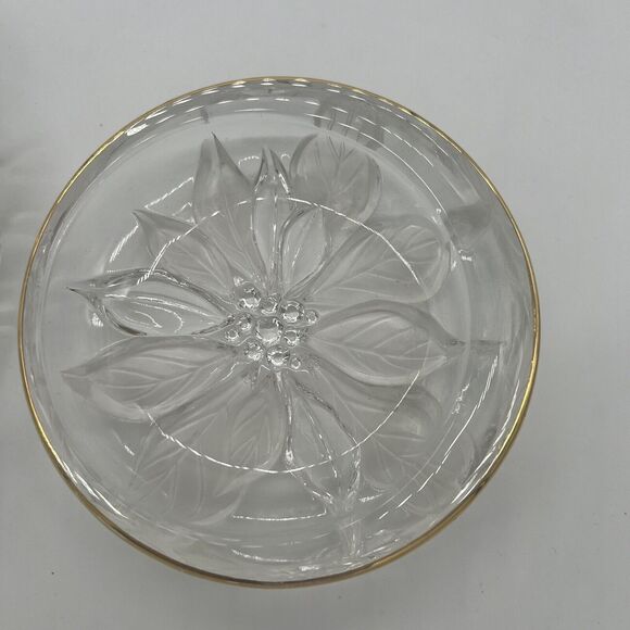 Vintage Set Of 2 Crystal Floral Trinket Jewelry Trays 1980s - Picture 2 of 6